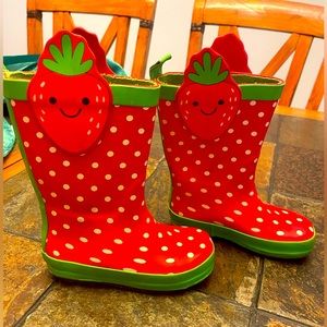 Adorable strawberry rain boots